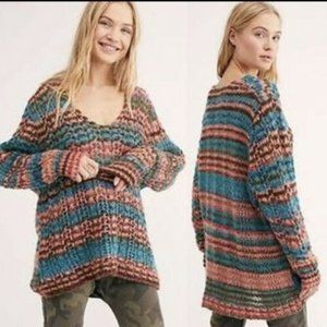 Free People Stripe Spell On You Wool Weave Sweater